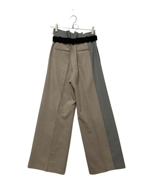 UNITED TOKYO（ユナイテッドトーキョー）UNITED TOKYO (ユナイテッドトーキョー) アシメベルテッドバイカラーセンタープレスパンツ ブラック×ベージュ サイズ:SIZE 3の古着・服飾アイテム