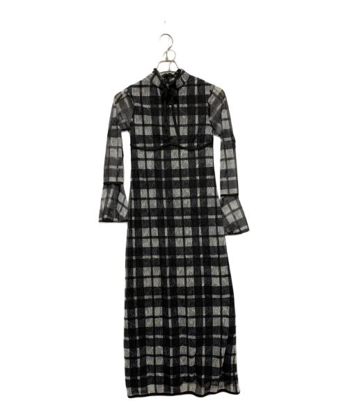 darich（ダーリッチ）darich (ダーリッチ) パイピングチェックレースロングワンピース ブラック サイズ:SIZE Free-Sの古着・服飾アイテム