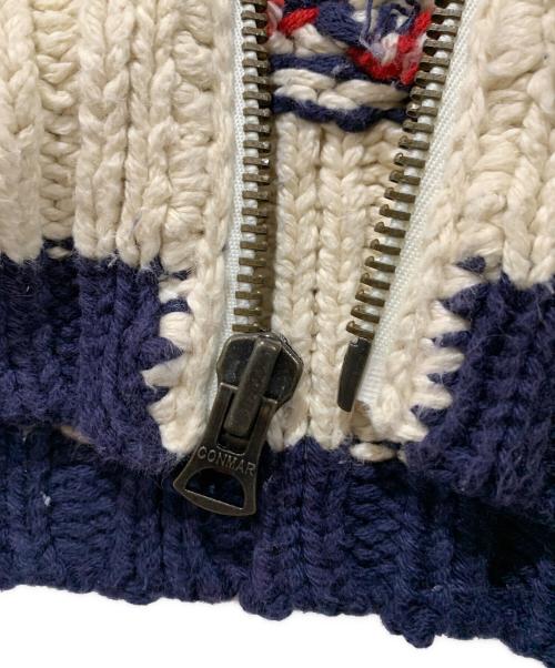 POLO RALPH LAUREN（ポロ・ラルフローレン）POLO RALPH LAUREN (ポロ・ラルフローレン) カウチンニットカーディガン アイボリー×ネイビー サイズ:Lサイズの古着・服飾アイテム