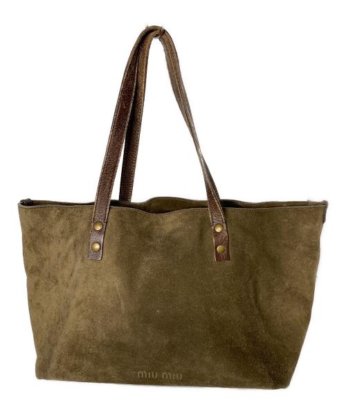 MIU MIU（ミュウミュウ）MIU MIU (ミュウミュウ) スウェードレザートートバッグ ブラウンの古着・服飾アイテム