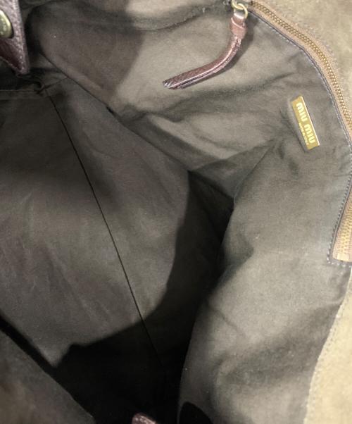 MIU MIU（ミュウミュウ）MIU MIU (ミュウミュウ) スウェードレザートートバッグ ブラウンの古着・服飾アイテム