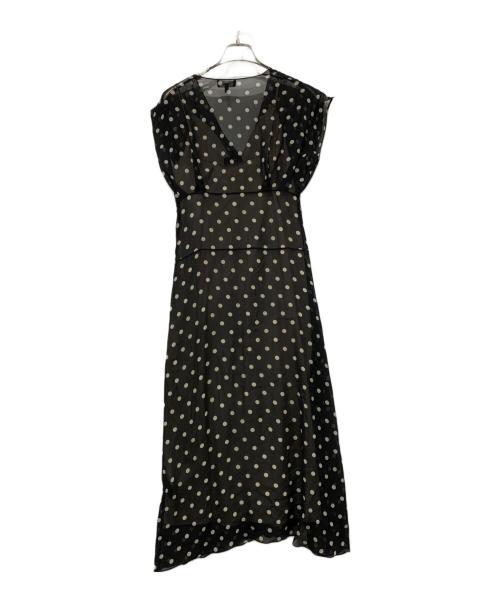 theory（セオリー）theory (セオリー) シルクドットロングワンピース ブラック×ベージュ サイズ:SIZE 2の古着・服飾アイテム