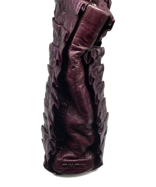 MIU MIU（ミュウミュウ）MIU MIU (ミュウミュウ) フリルレザートートバッグ パープルの古着・服飾アイテム