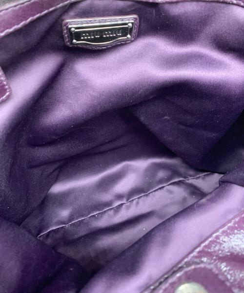 MIU MIU（ミュウミュウ）MIU MIU (ミュウミュウ) フリルレザートートバッグ パープルの古着・服飾アイテム