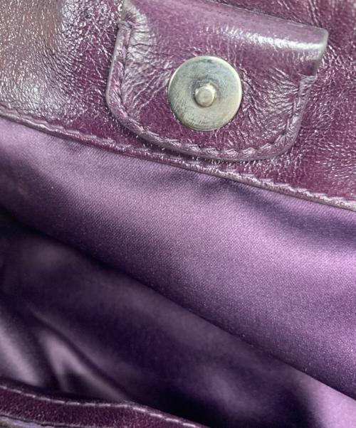 MIU MIU（ミュウミュウ）MIU MIU (ミュウミュウ) フリルレザートートバッグ パープルの古着・服飾アイテム