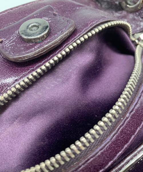 MIU MIU（ミュウミュウ）MIU MIU (ミュウミュウ) フリルレザートートバッグ パープルの古着・服飾アイテム