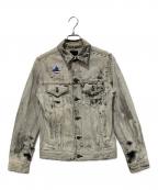 Saint Laurent Parisサンローランパリ）の古着「スターパッチブリーチ加工デニムジャケット」｜ライトグレー