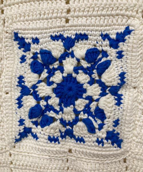 S.S.DALEY（エス・エス・ダイリー）S.S.DALEY (エス・エス・ダイリー) CROCHET TILE SUIT TABARD ホワイト×ブルー サイズ:Lサイズの古着・服飾アイテム