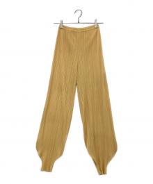 PLEATS PLEASE（プリーツプリーズ）の古着「プリーツワイドパンツ」｜イエロー