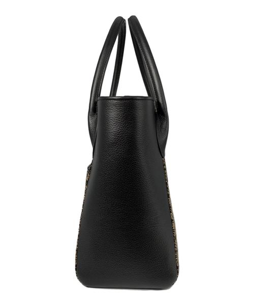 印傳屋（インデンヤ）印傳屋 (インデンヤ) ハンドバッグ ブラック×ベージュの古着・服飾アイテム