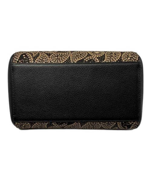 印傳屋（インデンヤ）印傳屋 (インデンヤ) ハンドバッグ ブラック×ベージュの古着・服飾アイテム