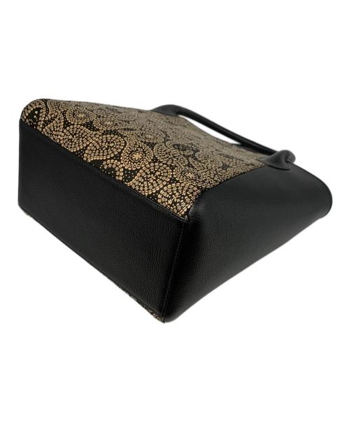 印傳屋（インデンヤ）印傳屋 (インデンヤ) ハンドバッグ ブラック×ベージュの古着・服飾アイテム