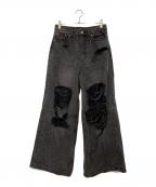 BREATHブレス）の古着「GRUNGE WIDE DENIM PANTS」｜ブラック