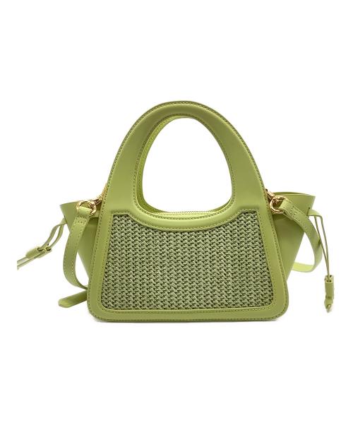 CHARLES & KEITH（チャールズアンドキース）CHARLES & KEITH (チャールズ＆キース) トゥランクィルレザー＆ラフィアトートバッグ 黄緑の古着・服飾アイテム