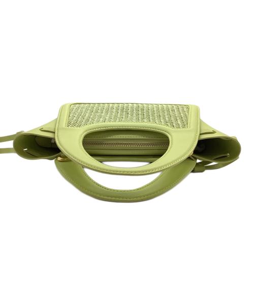 CHARLES & KEITH（チャールズアンドキース）CHARLES & KEITH (チャールズ＆キース) トゥランクィルレザー＆ラフィアトートバッグ 黄緑の古着・服飾アイテム