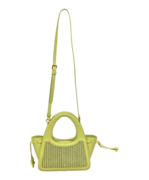 CHARLES & KEITH（チャールズアンドキース）CHARLES & KEITH (チャールズ＆キース) トゥランクィルレザー＆ラフィアトートバッグ 黄緑の古着・服飾アイテム