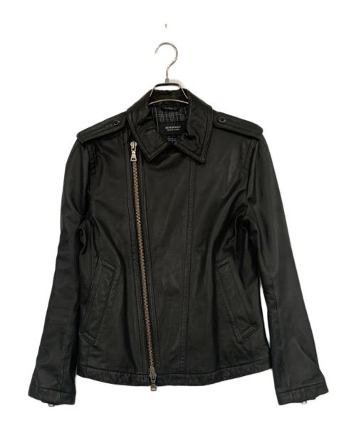BURBERRY BLACK LABEL（バーバリーブラックレーベル）BURBERRY BLACK LABEL (バーバリーブラックレーベル) ラムレザージャケット ブラック サイズ:Lサイズの古着・服飾アイテム