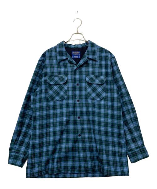 PENDLETON（ペンドルトン）PENDLETON (ペンドルトン) 開襟ウールチェックシャツ ブルー×グリーン サイズ:Ｌの古着・服飾アイテム