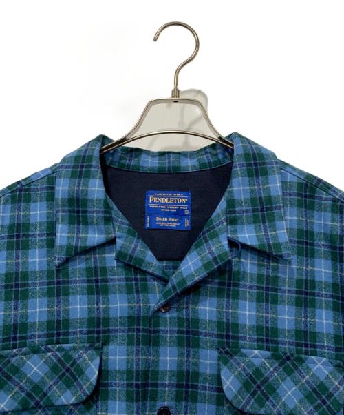 PENDLETON（ペンドルトン）PENDLETON (ペンドルトン) 開襟ウールチェックシャツ ブルー×グリーン サイズ:Ｌの古着・服飾アイテム