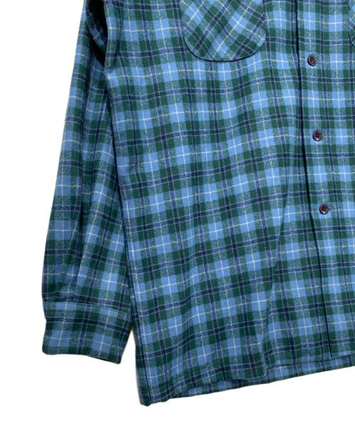 PENDLETON（ペンドルトン）PENDLETON (ペンドルトン) 開襟ウールチェックシャツ ブルー×グリーン サイズ:Ｌの古着・服飾アイテム