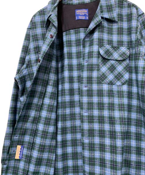 PENDLETON（ペンドルトン）PENDLETON (ペンドルトン) 開襟ウールチェックシャツ ブルー×グリーン サイズ:Ｌの古着・服飾アイテム