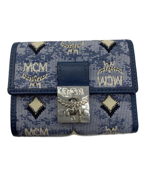 MCM（エムシーエム）MCM (エムシーエム) 3つ折り財布 ブルーの古着・服飾アイテム