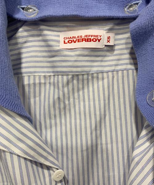 CHARLES JEFFREY LOVERBOY（チャールズ ジェフリー ラバーボーイ）CHARLES JEFFREY LOVERBOY (チャールズ ジェフリー ラバーボーイ) HAWAIIAN SHIRT WITH KNIT COLLAR ブルー サイズ:XSサイズの古着・服飾アイテム