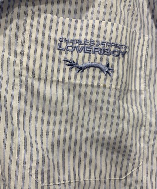 CHARLES JEFFREY LOVERBOY（チャールズ ジェフリー ラバーボーイ）CHARLES JEFFREY LOVERBOY (チャールズ ジェフリー ラバーボーイ) HAWAIIAN SHIRT WITH KNIT COLLAR ブルー サイズ:XSサイズの古着・服飾アイテム