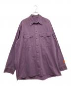HERON PRESTONヘロンプレストン）の古着「ロゴパッチ オーバーシャツ」｜パープル