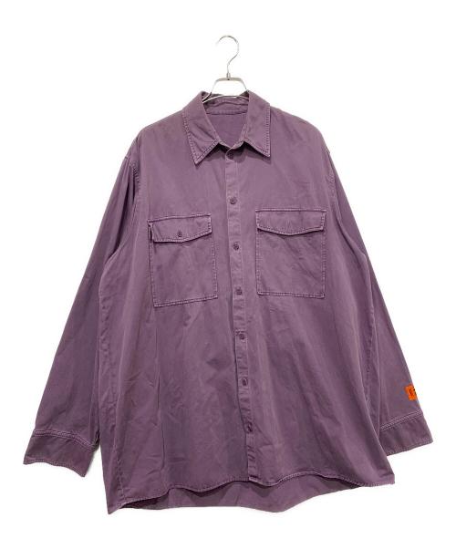 HERON PRESTON（ヘロンプレストン）HERON PRESTON (ヘロンプレストン) ロゴパッチ オーバーシャツ パープル サイズ:XLサイズの古着・服飾アイテム
