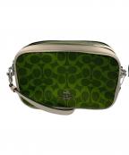 COACHコーチ）の古着「シグネチャー　ショルダーバッグ」｜グリーン×アイボリー