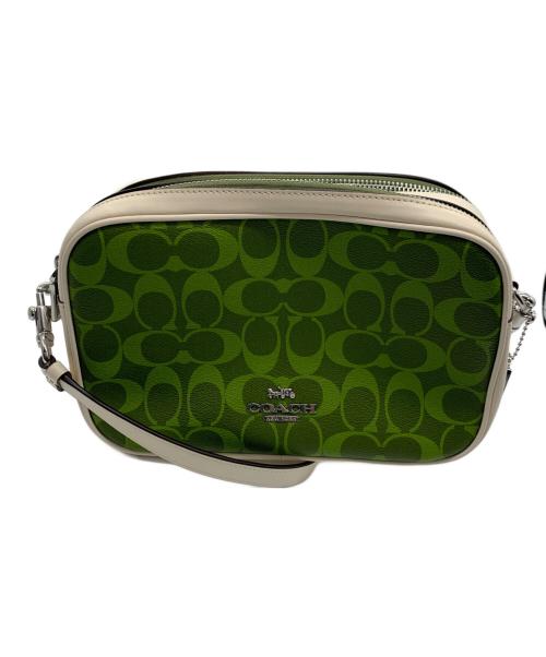 COACH（コーチ）COACH (コーチ) シグネチャー　ショルダーバッグ グリーン×アイボリーの古着・服飾アイテム
