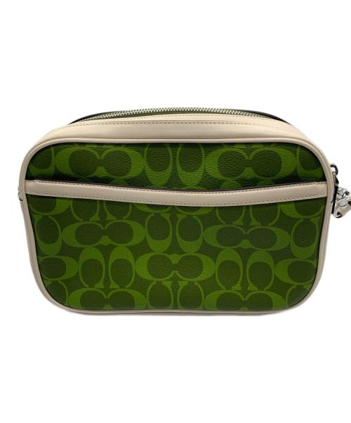 COACH（コーチ）COACH (コーチ) シグネチャー　ショルダーバッグ グリーン×アイボリーの古着・服飾アイテム