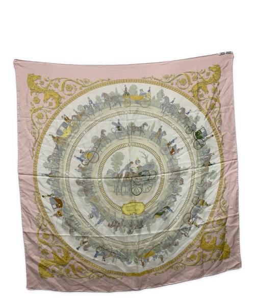 HERMES（エルメス）HERMES (エルメス) カレ90　ロンシャンへの散歩 ピンクの古着・服飾アイテム