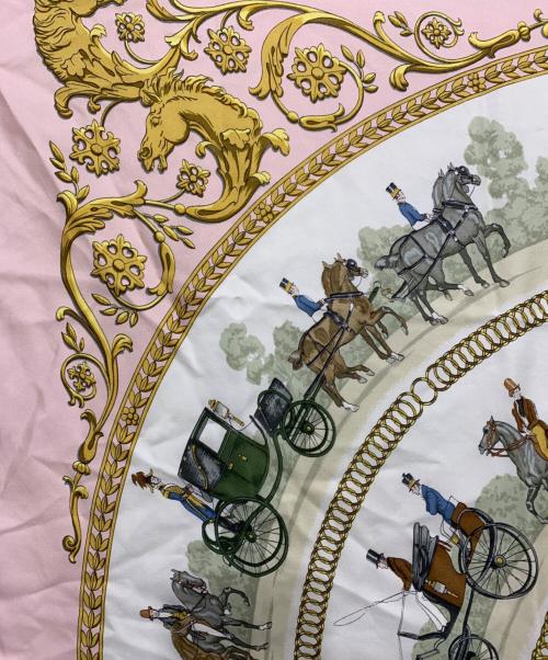 HERMES（エルメス）HERMES (エルメス) カレ90　ロンシャンへの散歩 ピンクの古着・服飾アイテム