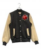 maison kitsuneメゾンキツネ）の古着「カレッジスタジャン」｜グレー×アイボリー