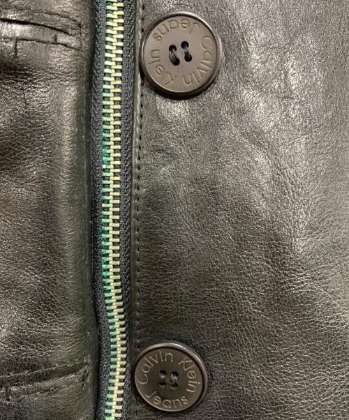 Calvin Klein（カルバンクライン）Calvin Klein (カルバンクライン) レザージャケット ブラック サイズ:Sサイズの古着・服飾アイテム