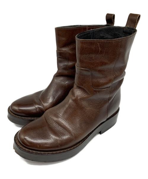 ANN DEMEULEMEESTER（アンドゥムルメステール）ANN DEMEULEMEESTER (アンドゥムルメステール) ミドルブーツ ブラウン サイズ:35の古着・服飾アイテム