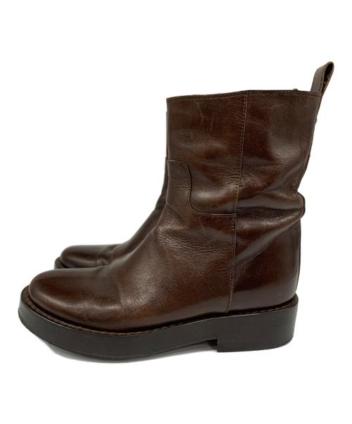 ANN DEMEULEMEESTER（アンドゥムルメステール）ANN DEMEULEMEESTER (アンドゥムルメステール) ミドルブーツ ブラウン サイズ:35の古着・服飾アイテム