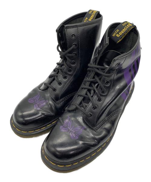 Dr.Martens（ドクターマーチン）Dr.Martens (ドクターマーチン) Needles (ニードルズ) 8ホールブーツ　60周年記念モデル ブラック×パープル サイズ:UK9の古着・服飾アイテム