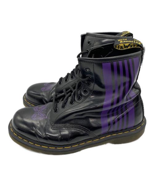 Dr.Martens（ドクターマーチン）Dr.Martens (ドクターマーチン) Needles (ニードルズ) 8ホールブーツ　60周年記念モデル ブラック×パープル サイズ:UK9の古着・服飾アイテム