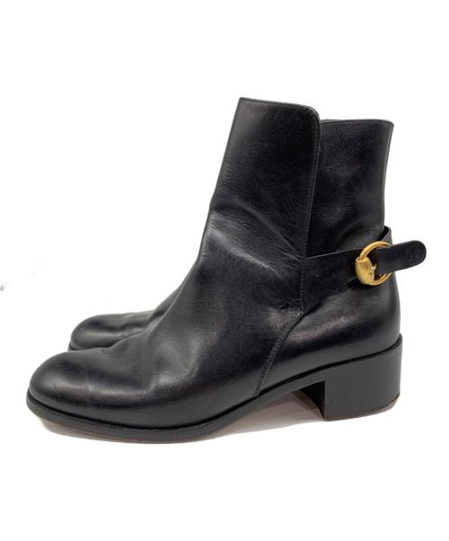 GUCCI（グッチ）GUCCI (グッチ) レザーショートブーツ ブラック サイズ:6 1/2の古着・服飾アイテム