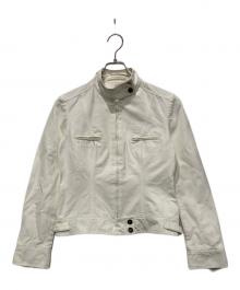 GUCCI（グッチ）の古着「シングルコットンライダースジャケット」｜ホワイト