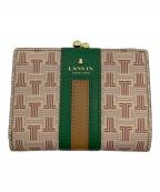 LANVIN COLLECTIONランバンコレクション）の古着「フェリアパース　2つ折り財布」｜ベージュ×グリーン