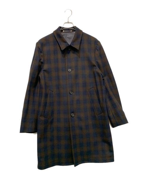 PS Paul Smith（ＰＳポールスミス）PS Paul Smith (ＰＳポールスミス) チェスターコート ブラウン×ネイビー サイズ:Lサイズの古着・服飾アイテム