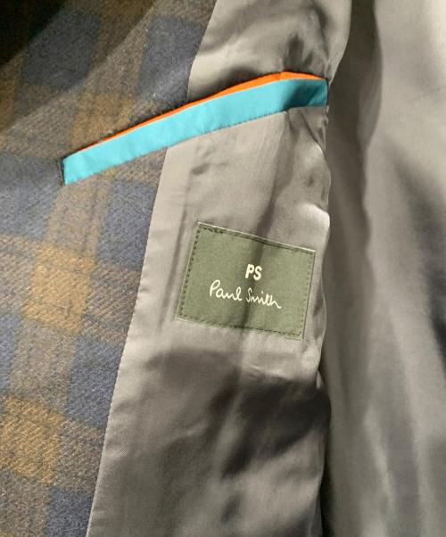 PS Paul Smith（ＰＳポールスミス）PS Paul Smith (ＰＳポールスミス) チェスターコート ブラウン×ネイビー サイズ:Lサイズの古着・服飾アイテム