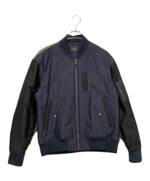 PS Paul Smith（ＰＳポールスミス）PS Paul Smith (ＰＳポールスミス) ブルゾン ネイビー×グリーン サイズ:Lサイズの古着・服飾アイテム