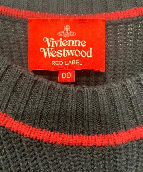 Vivienne Westwood RED LABEL（ヴィヴィアンウエストウッドレッドレーベル）Vivienne Westwood RED LABEL (ヴィヴィアンウエストウッドレッドレーベル) 厚手ニット　オーブ刺繍 ブラック×レッド サイズ:SIZE 00の古着・服飾アイテム