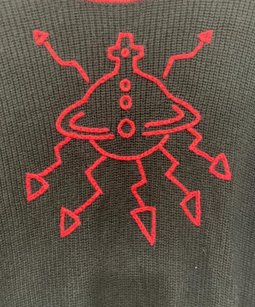 Vivienne Westwood RED LABEL（ヴィヴィアンウエストウッドレッドレーベル）Vivienne Westwood RED LABEL (ヴィヴィアンウエストウッドレッドレーベル) 厚手ニット　オーブ刺繍 ブラック×レッド サイズ:SIZE 00の古着・服飾アイテム