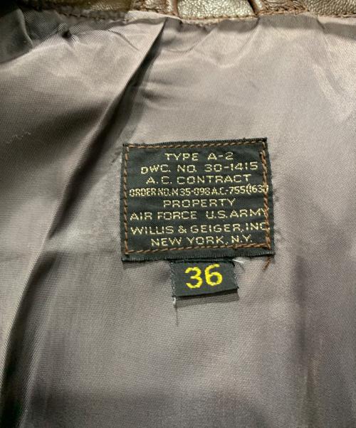 Willis&Geiger（ウィルスガイガー）Willis&Geiger (ウィルスガイガー) A-2フライトジャケット ブラウン サイズ:36の古着・服飾アイテム